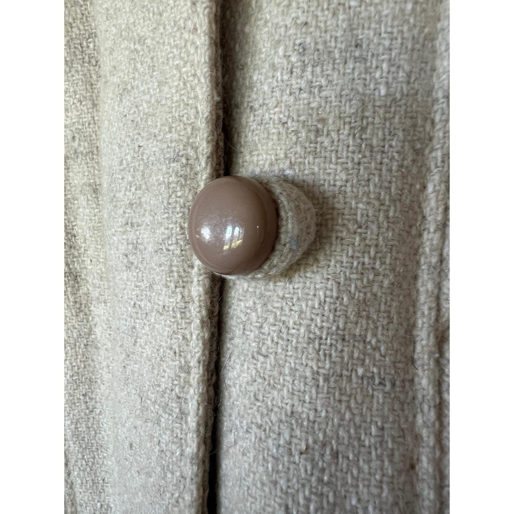 Vintage 70s Cream Wool Pleated Sunburst Jacket Puff Shoulder Quiet Luxury - Picture 14 of 16